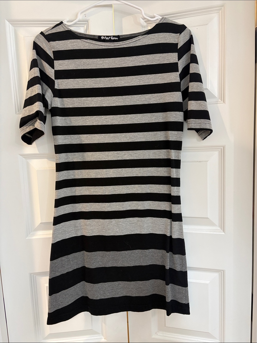 Striped Black and Gray Women’s Knit Dress